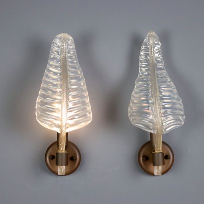Two 1950s Murano Glass Wall Lamps