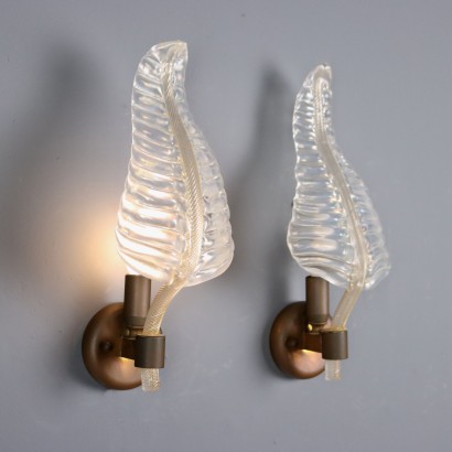 Two 1950s glass wall lamps,Two 1950s glass wall lamps