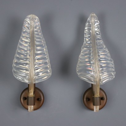 Two 1950s glass wall lamps,Two 1950s glass wall lamps