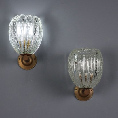 Zwei Murano-Glas-Wandlampen aus den 1950er Jahren