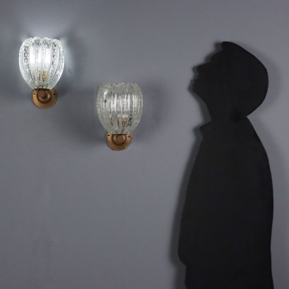 Zwei Glaswandlampen aus den 1950er Jahren