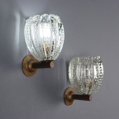 Zwei Glaswandlampen aus den 1950er Jahren