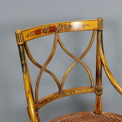 Paar bemalte Sessel, Paar lackierte Walnusssessel