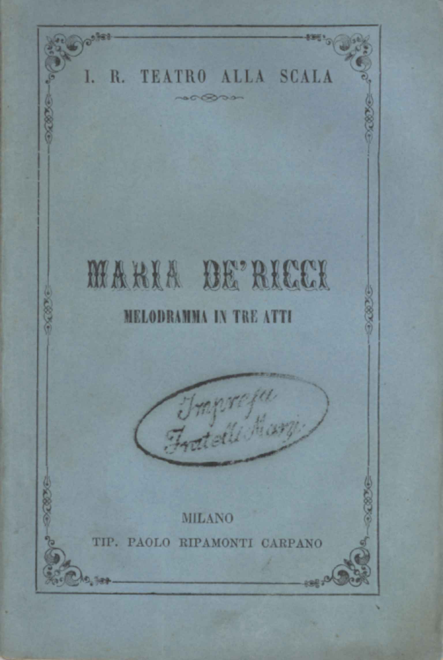 Maria de' Ricci Melodrama in%2,Maria de' Ricci Melodrama in%2,Maria de' Ricci Melodrama in%2