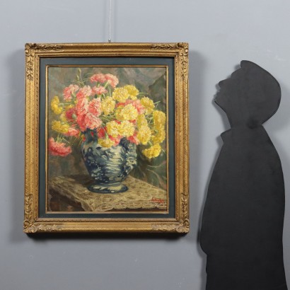 Painting by Giuseppe Viviani, Vase of Carnations, Giuseppe Viviani, Giuseppe Viviani, Giuseppe Viviani