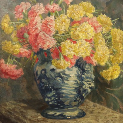 Painting by Giuseppe Viviani, Vase of Carnations, Giuseppe Viviani, Giuseppe Viviani, Giuseppe Viviani