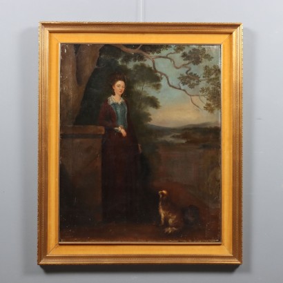 Painting Portrait of a Woman with a Dog