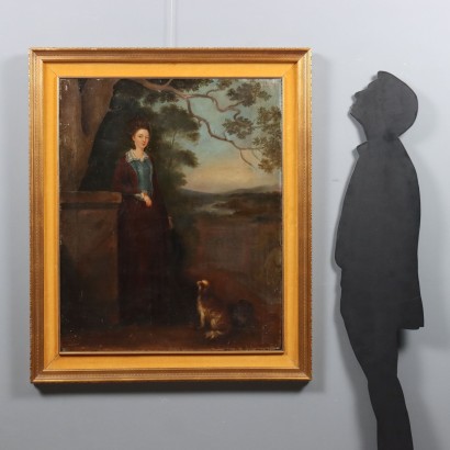 Painting Portrait of a Woman with a Dog