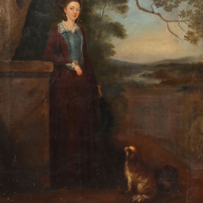 Painting Portrait of a Woman with a Dog