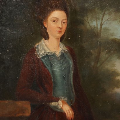 Painting Portrait of a Woman with a Dog