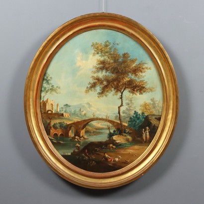 Painting Landscape with River and Figures