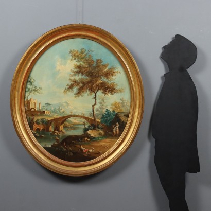 Painting Landscape with River and Figures