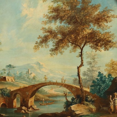 Painting Landscape with River and Figures