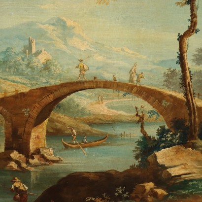 Painting Landscape with River and Figures