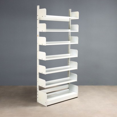 1970s White Metal Bookcase