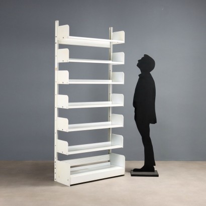 1900s white metal bookcase