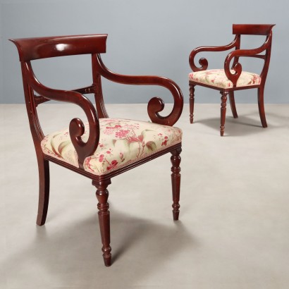 Pair of Louis Philippe Beech Armchairs