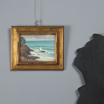 Peinture d'Ercole Garavaglia, Rapallo Marina, Ercole Garavaglia, Ercole Garavaglia, Ercole Garavaglia