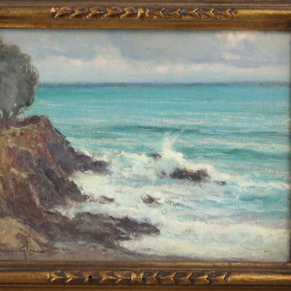 Peinture d'Ercole Garavaglia, Rapallo Marina, Ercole Garavaglia, Ercole Garavaglia, Ercole Garavaglia