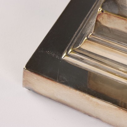 3 Lampade in Metallo Argentato e Vetro,Gruppo di Tre Lampade in Metallo Argen