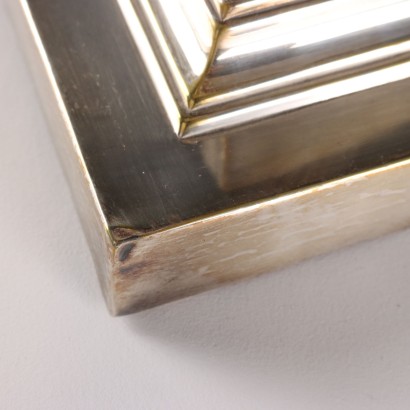 3 Lampade in Metallo Argentato e Vetro,Gruppo di Tre Lampade in Metallo Argen