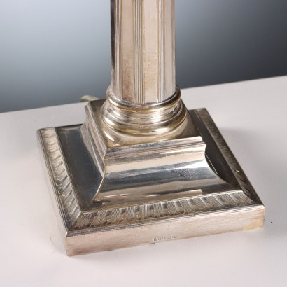 3 Lamps in Silver Metal and Glass, Group of Three Lamps in Silver Metal and Glass