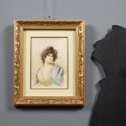 Dipinto di Umberto Zini,Ritratto di giovane veneziana,Umberto Zini,Umberto Zini