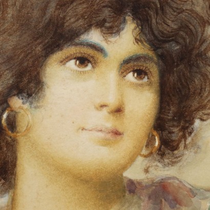 Dipinto di Umberto Zini,Ritratto di giovane veneziana,Umberto Zini,Umberto Zini