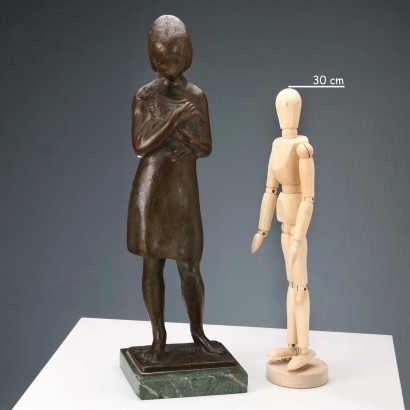 Sculpture en bronze de bergère par Ivo Soli, Ivo Soli, Ivo Soli