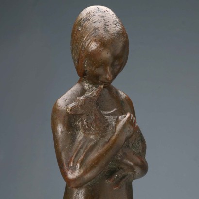 Sculpture en bronze de bergère par Ivo Soli, Ivo Soli, Ivo Soli