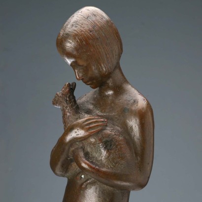 Sculpture en bronze de bergère par Ivo Soli, Ivo Soli, Ivo Soli