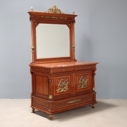 Credenza in Mogano con Alzata a Specchio