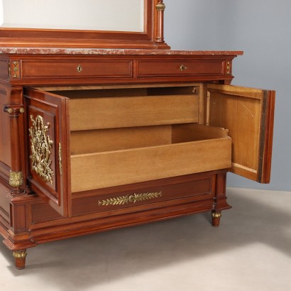 CREDENZA CON SPECCHIO,Credenza in Mogano con Alzata a Specch