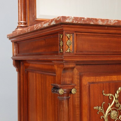 Buffet avec miroir, buffet en acajou avec plateau miroir