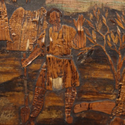 Gemälde einer Szene mit Holzeinlegearbeiten, Kain und Abel