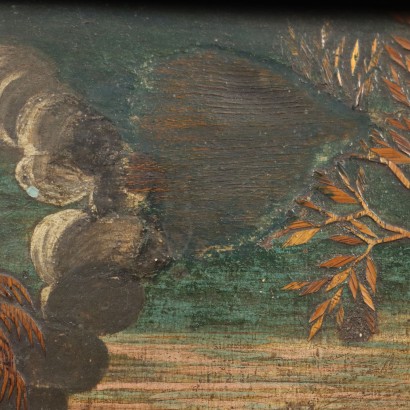 Gemälde einer Szene mit Holzeinlegearbeiten, Kain und Abel