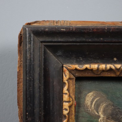 Gemälde einer Szene mit Holzeinlegearbeiten, Kain und Abel