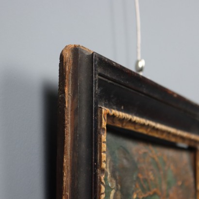 Gemälde einer Szene mit Holzeinlegearbeiten, Kain und Abel