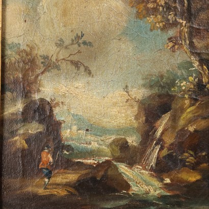 Zwei Landschaftsgemälde mit Figuren, Zwei Landschaftsgemälde mit Figuren