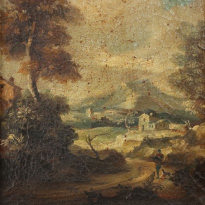 Zwei Landschaftsgemälde mit Figuren, Zwei Landschaftsgemälde mit Figuren