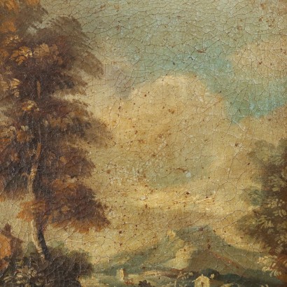 Zwei Landschaftsgemälde mit Figuren, Zwei Landschaftsgemälde mit Figuren