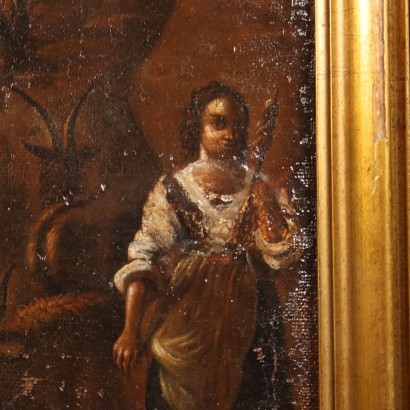 Landschaftsmalerei mit Herden und Schäferin, Landschaft mit Herden und Schäferin