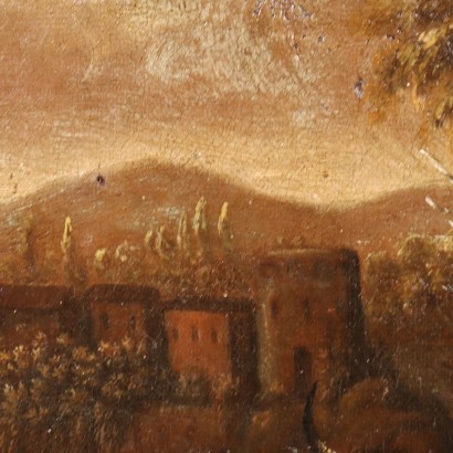 Landschaftsmalerei mit Herden und Schäferin, Landschaft mit Herden und Schäferin