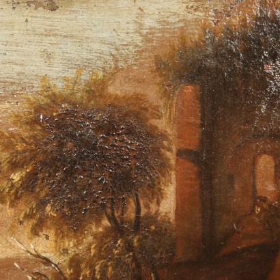 Landschaftsmalerei mit Herden und Schäferin, Landschaft mit Herden und Schäferin