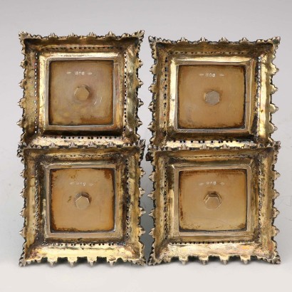 Gruppe von Skulpturen aus Silber und Malach