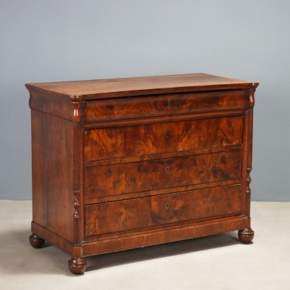 Commode Louis Philippe en noyer et loupe de noyer