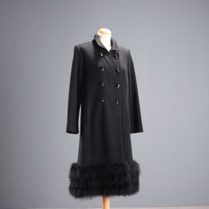 Abrigo vintage de lana y plumas