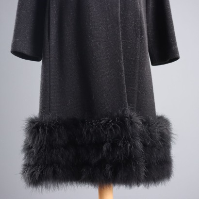 Abrigo vintage de lana y plumas