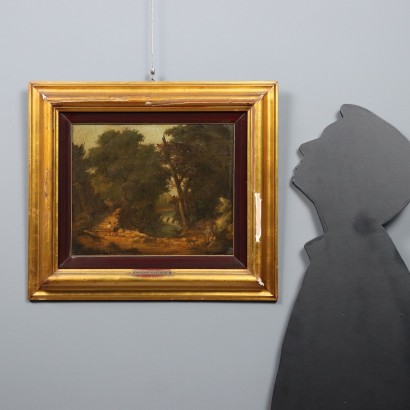 Peinture de paysage avec personnages