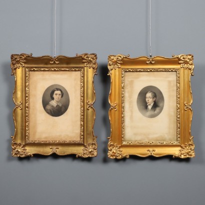 Paar Porträts von Cesare Ferreri